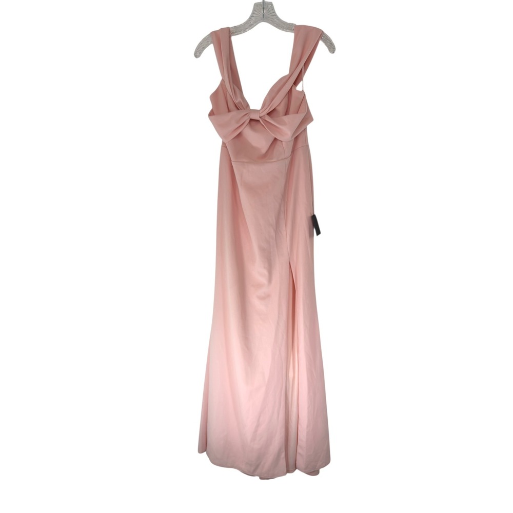Lulus Formal Maxi Dress Pastel Pink Gown Off‎ the Shoulder Evening Bow Size XL